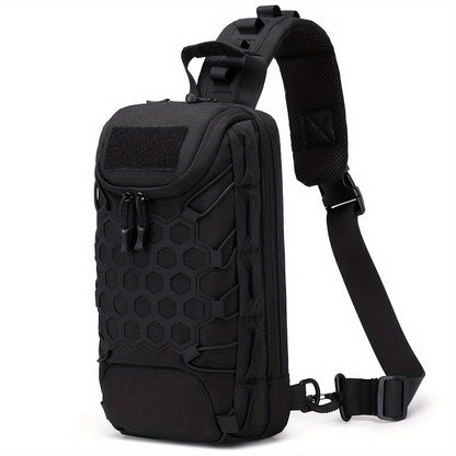 Structured Tactical Shoulder Crossbody Bag with Honeycomb Front Panel in Black or Camouflage Pattern