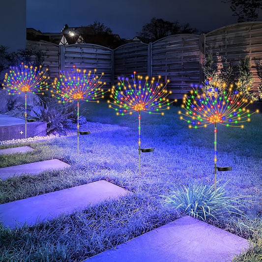 Solar Firework Garden Lights 4-Pack, 8 Modes Waterproof