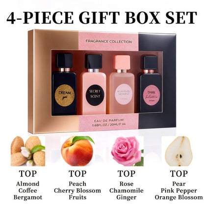 Perfume Gift Set for Women – 4-Piece Mini Luxury EDP Spray Collection, Long Lasting Fragrance, Travel Size 0.68 fl oz Each, Ready to Gift Box for Her
