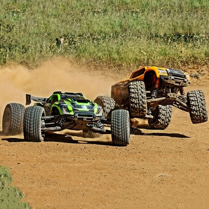 RC Monster Truck 4WD Green Off-Road Style Vehicle with LED Details, 2.4G Remote Controller and Treaded Tires