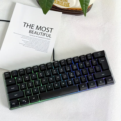 Compact Wired Gaming Keyboard in 61-Key and 68-Key Layouts with Ten Color and Mouse Options