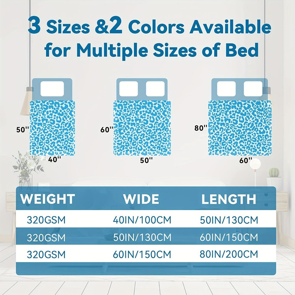 Raised Leopard Pattern Throw Blanket in Five Colors and 14 Listed Size-and-Color Combinations