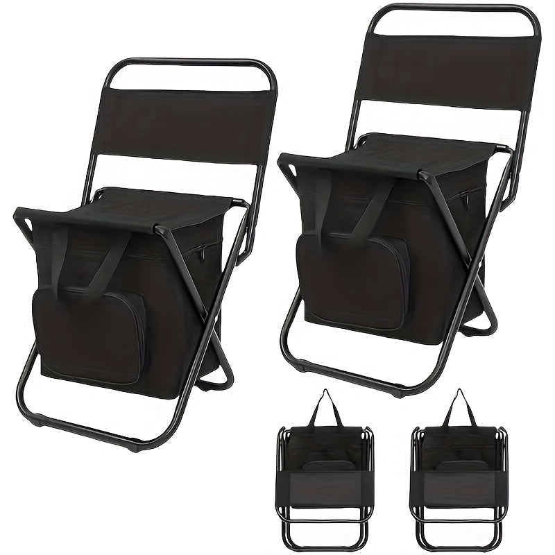 Folding Backpack Camping Chair with Backrest & 12.4L Storage Bag, Lightweight 265 lb Stool for Fishing & Events