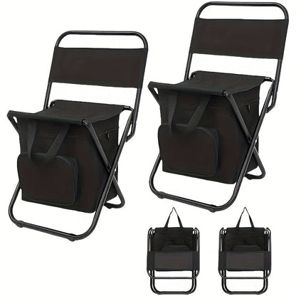 Folding Backpack Camping Chair with Backrest & 12.4L Storage Bag, Lightweight 265 lb Stool for Fishing & Events