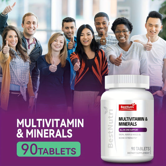 Multivitamin & Minerals All-in-One Daily Supplement for Skin, Hair & Nails, Bone Strength & Immune Support – Complete Nutrition Capsules for Women & Men by Bestnutri