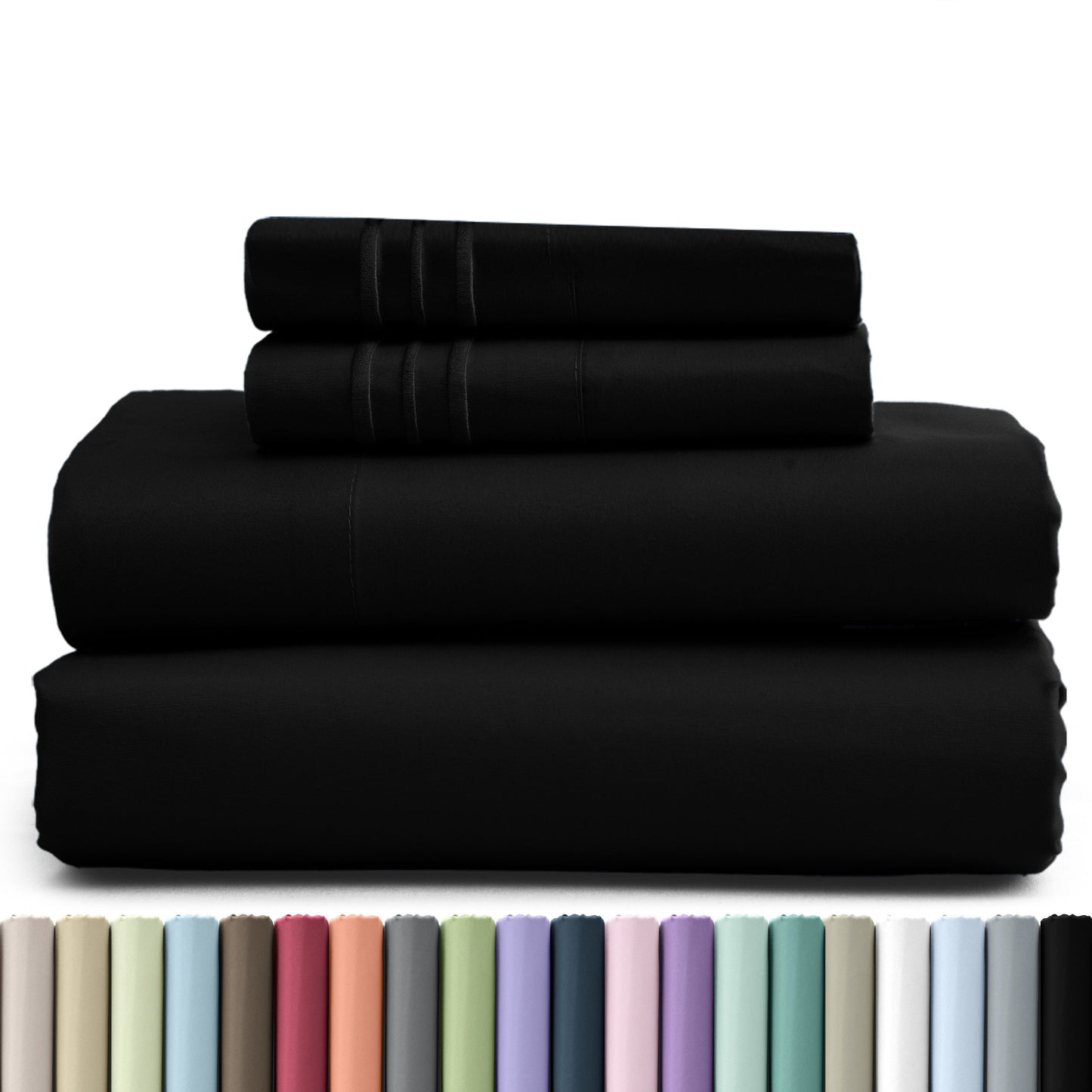 Bed Sheet Set Brushed Microfiber in 3- or 4-Piece Configuration with 16-Inch Pocket and Twenty-Four Colors