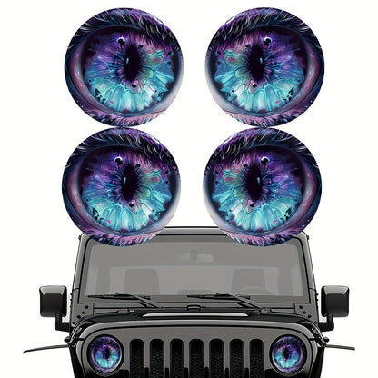 3D Beast Eye Headlight Stickers – Funny Car Headlight Decals for Jeep Round Headlights, Truck Body, Bumper & Window Decoration, Reusable PVC Glossy Stickers (1 or 2 Pairs)