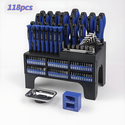 Screwdriver and Bit Organizer Set with 100-, 118- or 126-Piece Color-Coded Rack Configurations