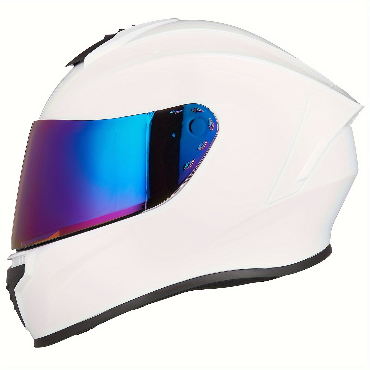 Full Face Motorcycle Helmet DOT Certified – Removable Washable Liner, Color Lens Compatible, Unisex S–XL, Matt Black / Gloss Black / White