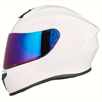 Full Face Motorcycle Helmet DOT Certified – Removable Washable Liner, Color Lens Compatible, Unisex S–XL, Matt Black / Gloss Black / White