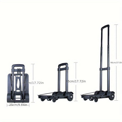 Compact Folding Aluminum Hand Truck with Telescoping Handle and Two- or Four-Wheel Configuration Options