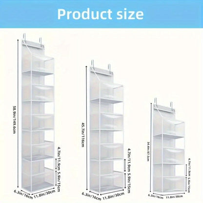 Hanging Storage Organizer 4 or 6-Layer Foldable Non-Woven Bag in Gray or Neutral Color Options