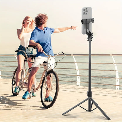 72 Inch Aluminum Tripod Selfie Stick with Wireless Remote & Detachable Phone Holder – Retractable 6-Foot Portable Cell Phone Stand for iPhone Android Camera, Vlogging TikTok Live Streaming Photography