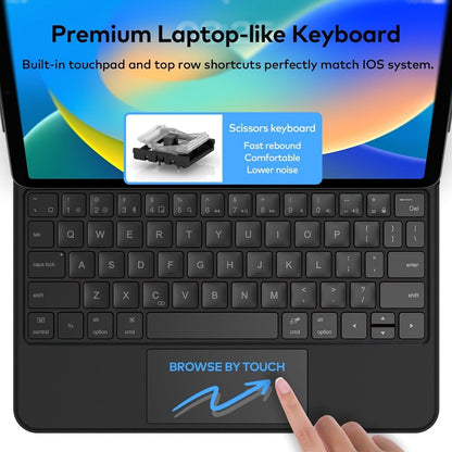 iPad 10th Gen Keyboard Case with Backlit Magic-Style Magnetic Keyboard – Multi-Touch Trackpad, Cantilever Stand, Wireless, Type-C Charging for iPad 10.9" 2022 | Black & White