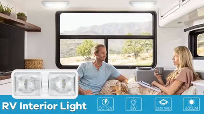 RV LED Interior Light 12V – 1000LM Dome Ceiling Light with Switch for Camper Trailer Boat Car, 8W Natural White (4 Pack)