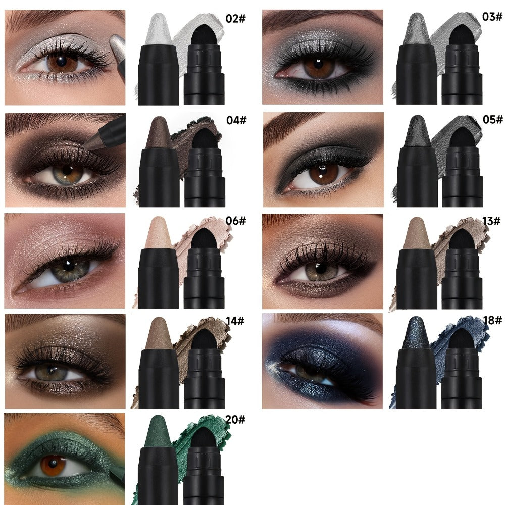 Nine-Piece Metallic Eyeshadow Stick Set with Brush in the Exact 9pcs Checkout Configuration