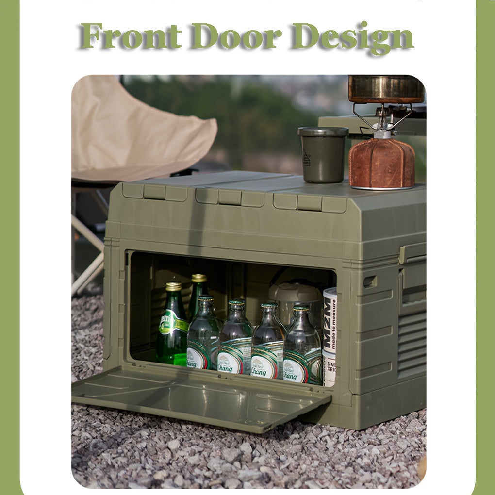 Outdoor Storage Box with Foldable Lid Table, Army Green