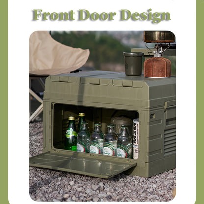 Outdoor Storage Box with Foldable Lid Table, Army Green