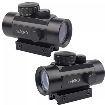 Red Green Dot Sight Scope 1x40 with Picatinny Rail Mount | 2 Reticle Types, Adjustable Brightness for Rifles, Shotguns, Airsoft & Tactical Shooting