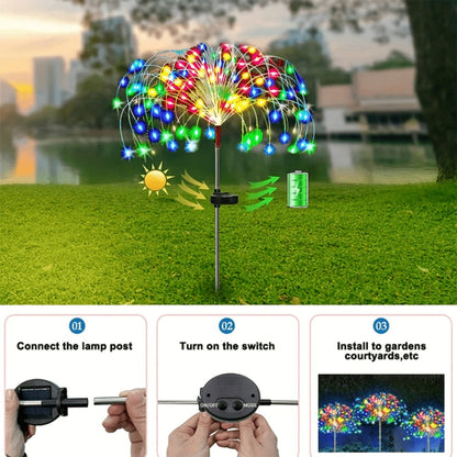 Solar Firework Garden Stake Lights with 90 to 520 LEDs, Two Colors and Multiple Pack Sizes