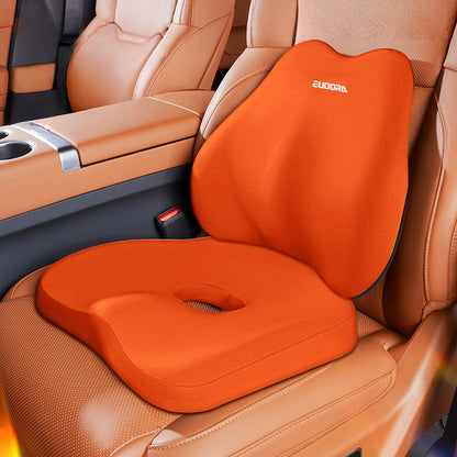 Memory Foam Car Seat Cushion & Back Cushion Set – Ergonomic Lumbar & Hip Support, Non-Slip, Machine Washable, Fits Sedans SUVs Trucks, 3 Colors