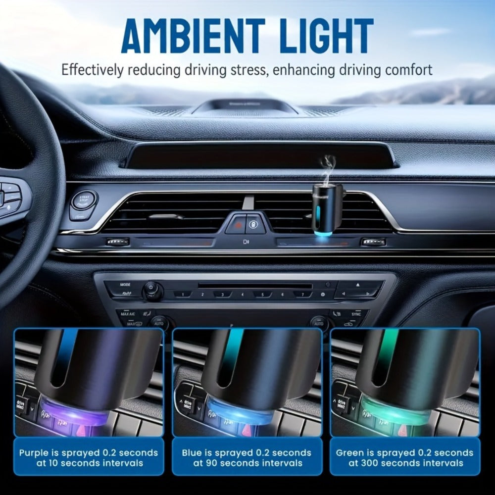 Waterless Car Air Freshener Diffuser Vent Clip USB Charging – 3 Intensity Levels, Lasts 45 Days, 3 or 6 Perfume Bottles, Portable Scent Diffuser for Car Home Office, Blue Red Grey Cologne Luxury CC