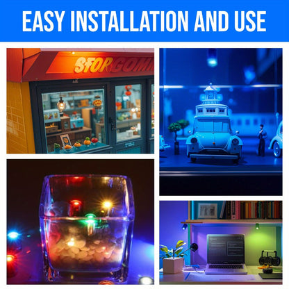 Twenty-Pack Mini LED Accent Spotlights with Adhesive Mounts and Green, Red, Blue or RGB Options