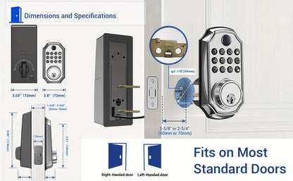 Voice Guided Keypad Deadbolt with Fingerprint, PIN, One-Time Visitor Code & Key, Backlit Keypad, Auto Lock