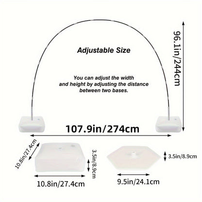 Balloon Arch Kit with Base Stand – Adjustable Floor Arch Stand, Water Fillable Base, Pump & Clips Included, 108x96in for Birthday Wedding Graduation Halloween Christmas Party Decorations