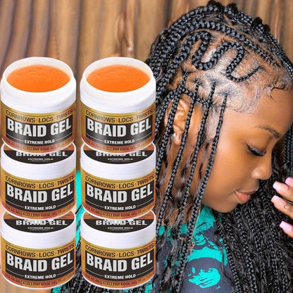 Extreme Hold Braid Gel & Edge Control Hair Wax Pomade — Anti-Frizz, Moisturizing, Long-Lasting for Braids, Locs, Twists & Sleek Styles, Natural Hair, Men & Women — 4/5/6 Pack
