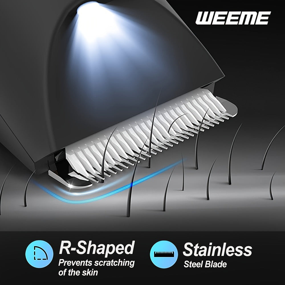 WEEEME Body Hair Trimmer with Digital Display, Four Guide Guards and Yellow, Blue or Black Housing