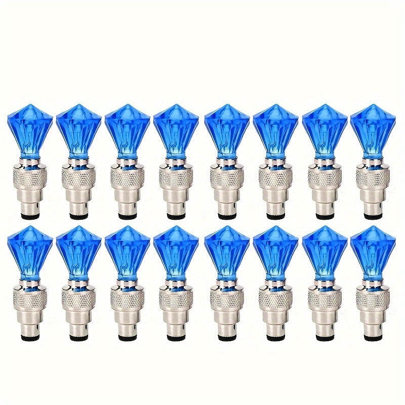 LED Tire Valve Stem Light Sets in 4-, 8- or 16-Piece Blue, Green, Red, Mixed and Skull-Top Configurations