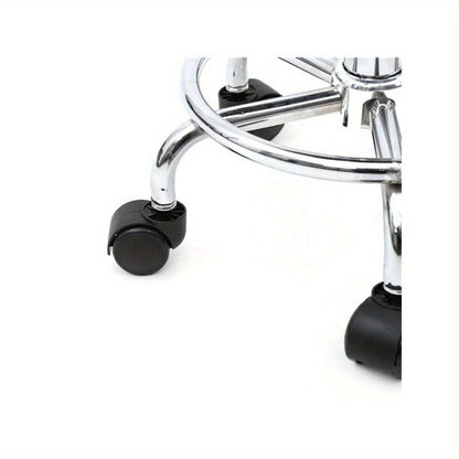 Adjustable Salon Stool with Back and Footrest 360 Swivel Height 18.9-22.8 Inch Cushioned Seat Chrome Base Hair Salon Nail Tech Esthetician Makeup Artist Home Studio Black White
