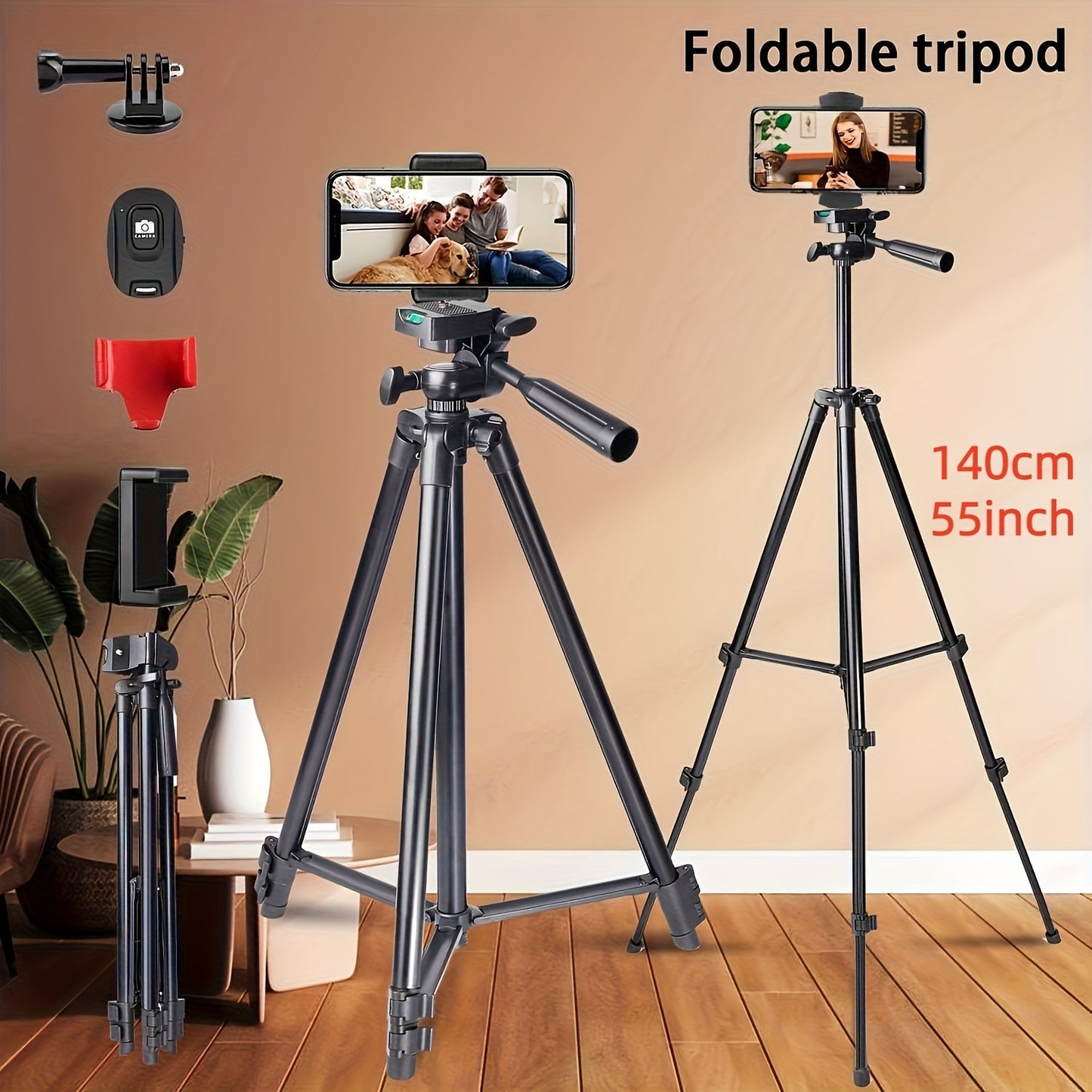 55 Inch Aluminum Tripod with Pistol Grip Head | Dual-Use Phone & Camera Travel Stand for iPhone Android DSLR Mirrorless Action Cam, Portable Lightweight Photography Tripod with Carry Bag