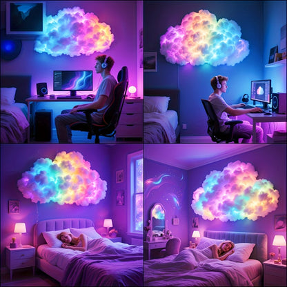 Cloud Night Light 3D RGB – DIY Thunder Cloud Lamp with Music Sync & Color Changing LED, USB Powered, Wall & Ceiling Mount, Ambient Light for Bedroom, Gaming Room & Party Decor
