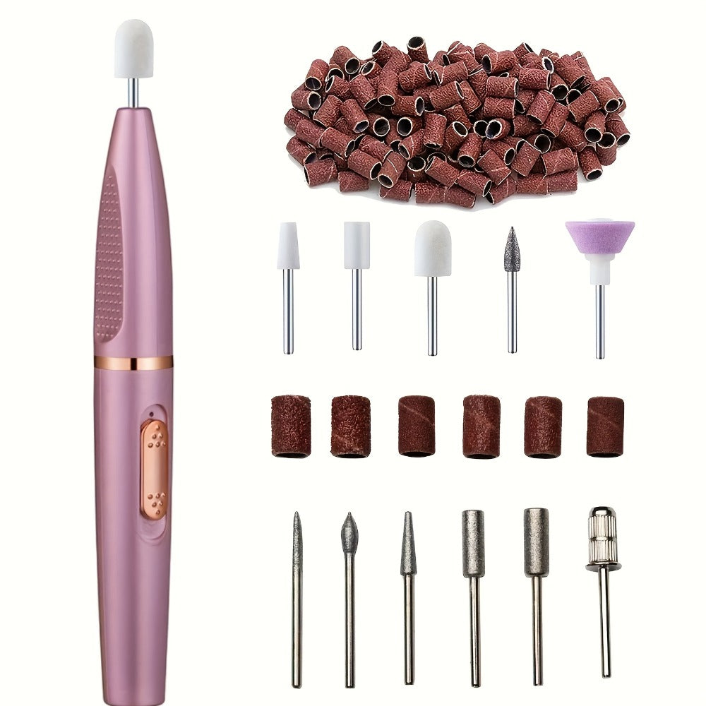 Electric Nail Drill Kit 11-Bit Variable Speed Portable Nail Grinder Machine for Gel Acrylic Natural Nails – Professional Manicure Buffing Filing Cuticle Removal Tool for Home Salon Use Pink
