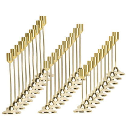 Candle Holder Set 30-Piece Metal Taper Stands in Three Heights with Gold, Silver or Black Finish Options