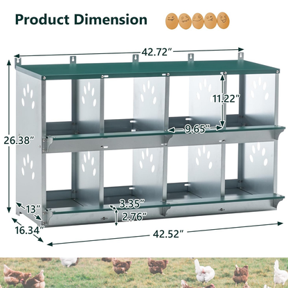 Metal Chicken Nesting Box Galvanized Steel 3-10 Compartment Roll-Away