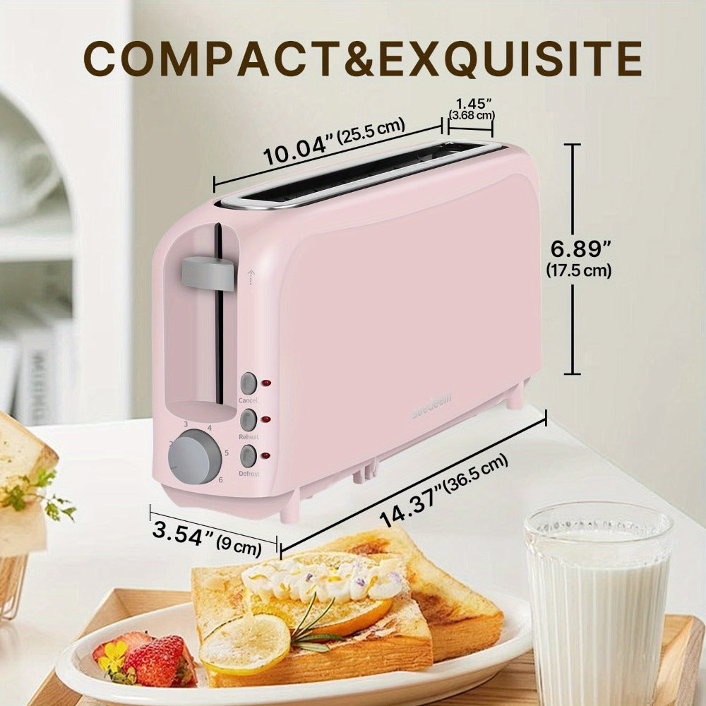 750W Slim Two-Slice Toaster with Six Shade Settings, Reheat, Defrost, Crumb Tray and Six Color Options