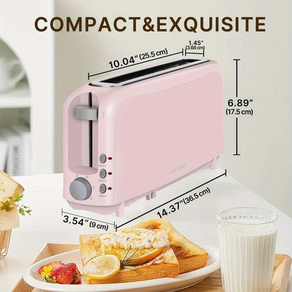 750W Slim Two-Slice Toaster with Six Shade Settings, Reheat, Defrost, Crumb Tray and Six Color Options