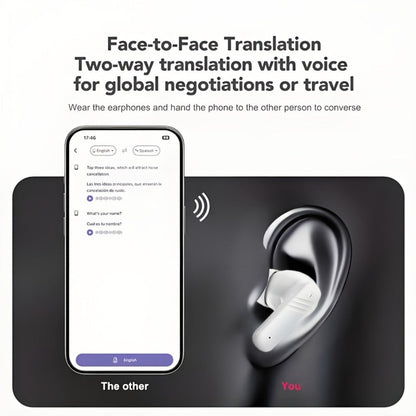 In-Ear AI Translation Earbuds with Color Screen Charging Case in Black or White Finish Options