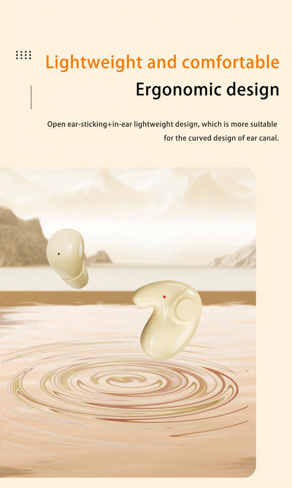 Invisible Sleep Wireless Earbuds 2 Pairs, Mini In-Ear Earphones HiFi Sound Noise Reduction Bass Touch Control Digital Display Long Battery Type-C, for Office Leisure Sport Sleep Men Women
