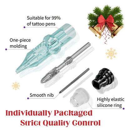 Tattoo Cartridge Needles with Neebol Label, 20-Piece #12 RL RM Mix or 50-Piece #12 RL Pack