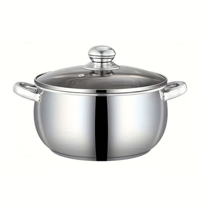 Stainless Steel Soup Pot Apple Pot Heat Resistant Handles Dishwasher Safe Versatile Cookware for Boiling Steaming Stewing Everyday Kitchen Cooking Healthy Safe Silver