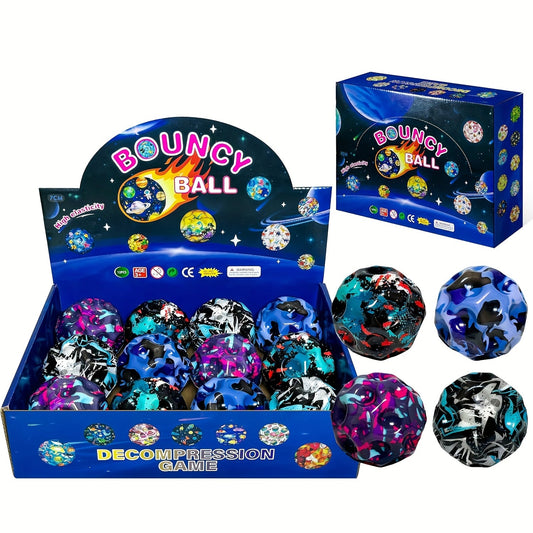 High Bounce Balls 12-Pack – Super Bouncy Faux Leather Mixed Color Bouncy Balls, Extreme High Bouncing Ball Set for Kids, Improves Hand-Eye Coordination, Easy to Grip, Fun Outdoor & Indoor Play Toy