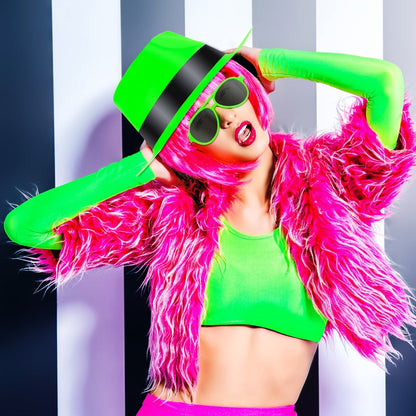 Neon Hat and Sunglasses Party Supplies Set with 24 Hats and 24 Glasses in Four Bright Colors