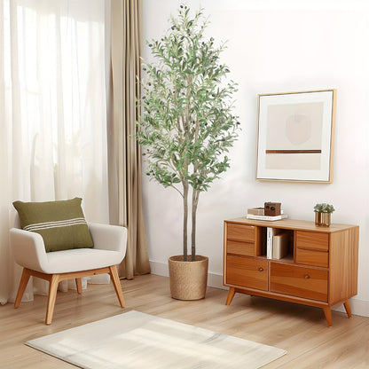 Artificial Olive Tree 4/5/6/7 Ft Tall Faux Potted Plant with Realistic Silk Leaves & Fruits for Living Room Home Decor Indoor Outdoor - Maintenance Free Decorative Tree Housewarming Gift