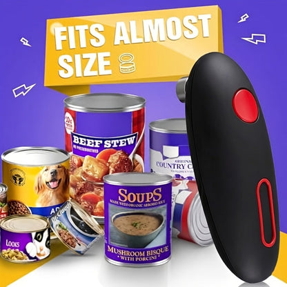 Electric Can Opener, One-Click Auto Shut-Off with Smooth Edge Cut — Safe & Easy for Elderly, Arthritis, Weak Grip | Fits All Round & Oval Cans | Great Gift for Home, Camping & Kitchen