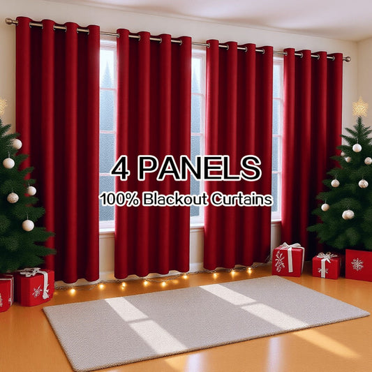 Blackout Curtains 4 Panels – 100% Light Blocking Thermal Insulated Soundproof Privacy Window Curtains for Bedroom Living Room