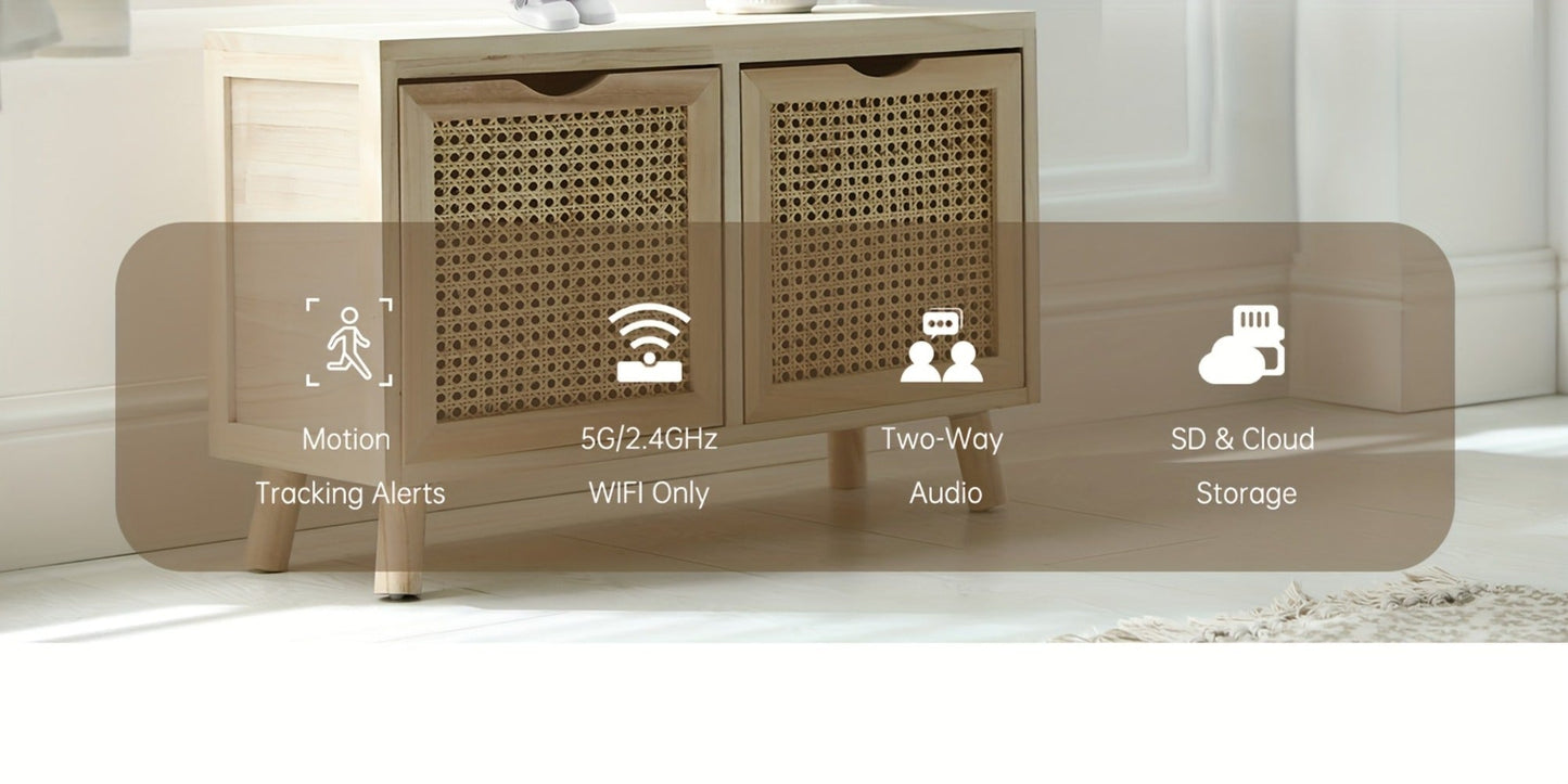 Security Camera 3MP Robot-Style Indoor Model with 360 Pan-Tilt, Auto Motion Tracking and Two-Way Audio